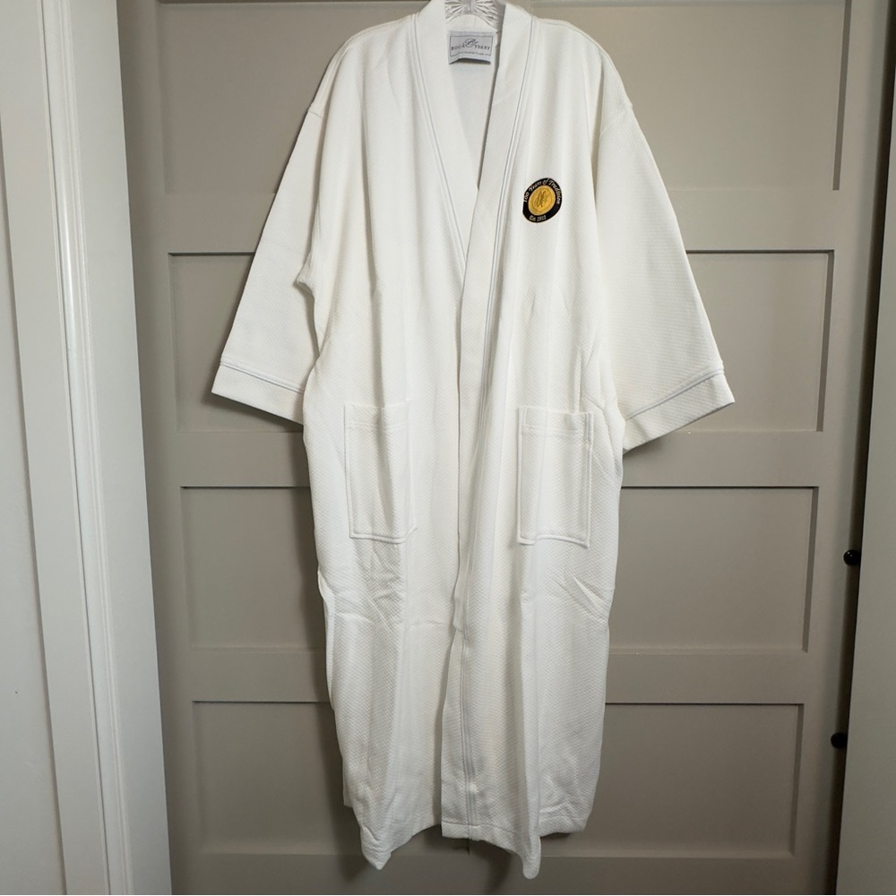 BocaTerry Luxury White Robe One Size Plush Spa Club Unisex Soft Cotton Blend Tie